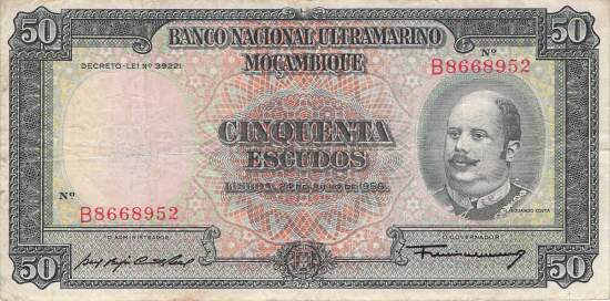 Mosambik p106a-2 50 Escudos 1958